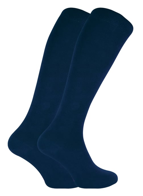 Set van 2 kniehoge bamboesokken met patroon voor dames - Marine - Image 1