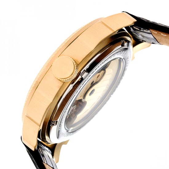 Heritor Automatic Helmsley Semi-Skeleton Leather-Band Watch - Image 3