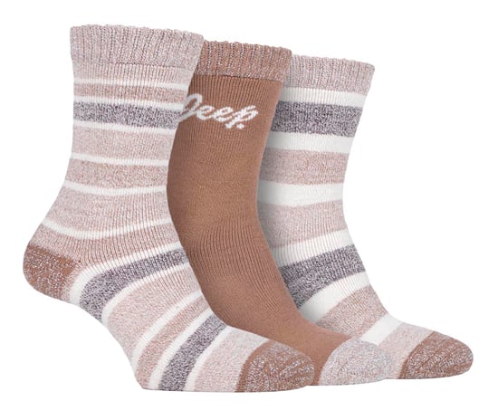 Jeeps - Set van 3 wandelsokken voor zwaar gebruik voor dames - Tan / Cream / Coffee - Image 1