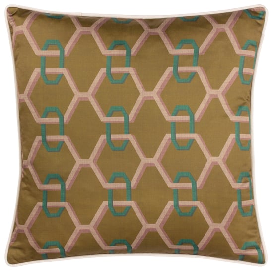 Paoletti Carnaby Chain Geometric Satin Polyester Filled Cushion - Image 1