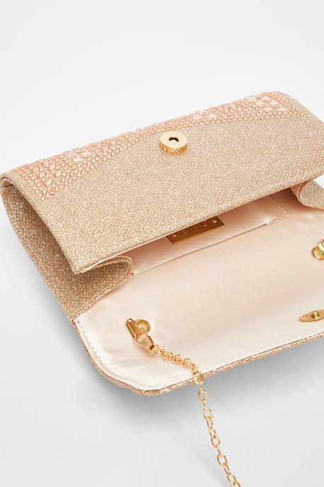 Rose Gold Diamante Clutch Bag - Image 3