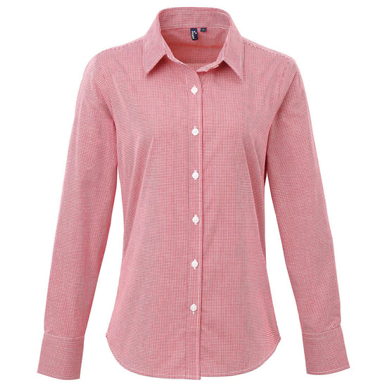 Premier Dames/Dames Gingham Shirt Met Lange Mouwen (Rood/Wit) - Image 1
