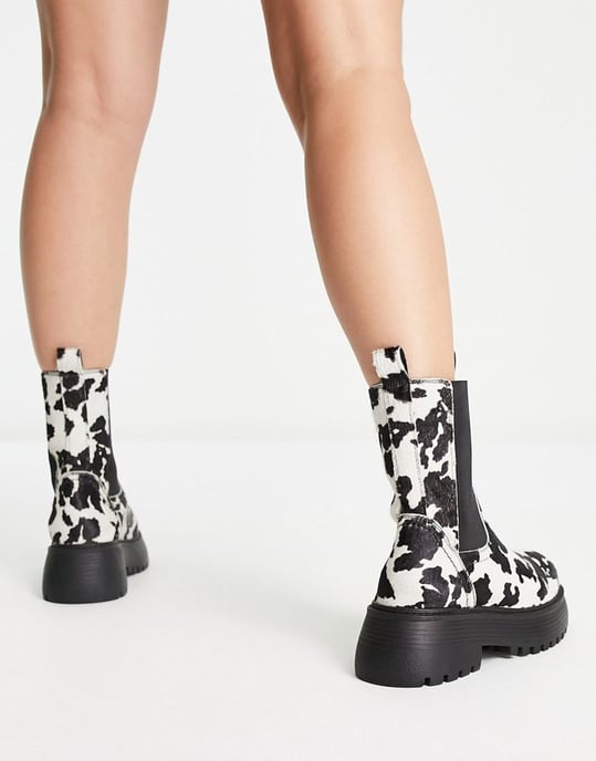 ASOS DESIGN Adelaide leather chelsea boots in cow pony-Multi
