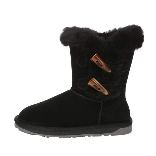EVER AU Women Stork Horn Toggle button Short Boots - Black