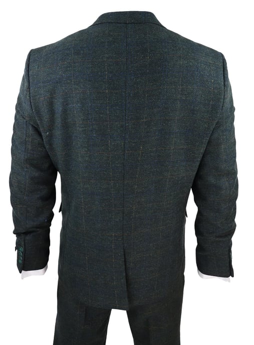 Heren 3-delige Wolkostuum Olijfgroen Tweed Ruit Peaky Blinders 1920 Gatsby Formeel - Image 6