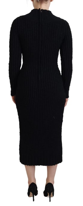 Dolce & Gabbana Black Wool Knitted Sheath Sweater Women's Dress - Image 3