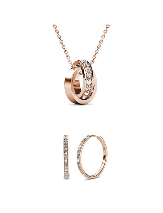 Chic Circle Hoop Sets - Rose Gold and Crystal - Image 1