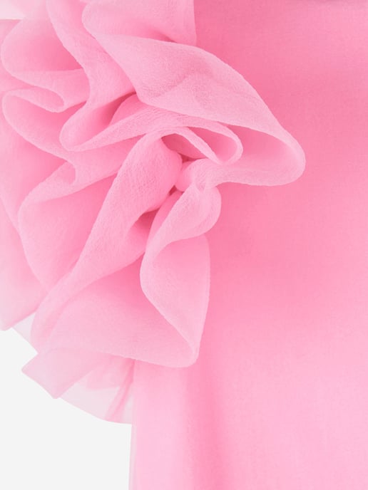 Mama Luma Girls Organza Ruffle Sleeve Dress in Pink