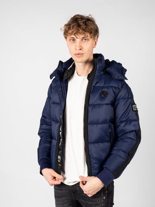 Plein Sport Padded Taped Sleeve Navy Blue Jacket
