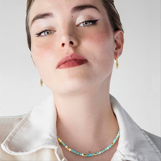 Necklace Luxenter Ihun made of 925 sterling silver and Turquoise 18K yellow gold plated finish