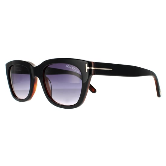 Tom Ford Square Mens Black & Brown Smoke Grey Gradient Sunglasses