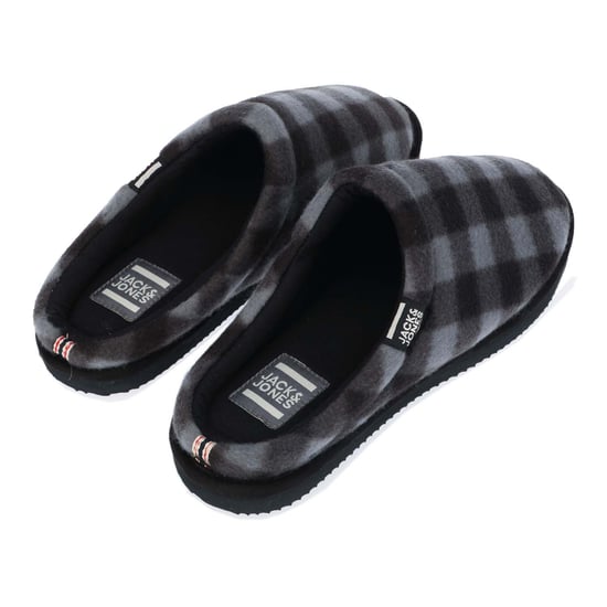 Men's Jack Jones Check Slipper in Grey