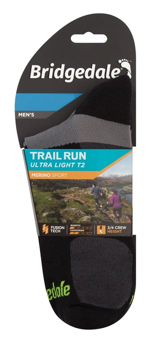Bridgedale - Mens Running Ultralight Merino Sport Socks - Black - Image 2