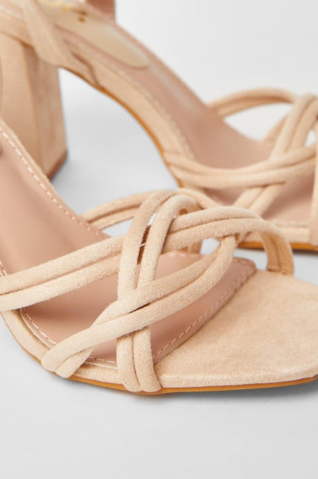 Samara Woven Spaghetti Strap High Block Heeled Sandals