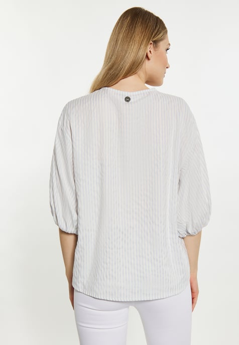 Dreimaster Blouse Dames lichtblauw wolwit - Image 4