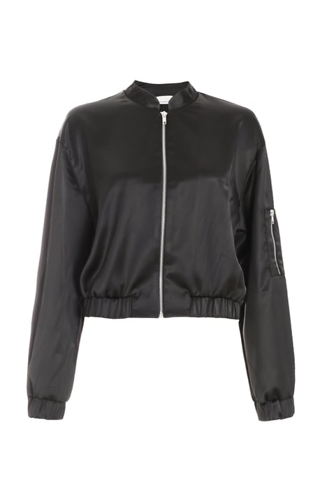 Black Satin Bomber Jacket