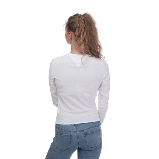 Women's Tommy Hilfiger Slim Fit Linear Long Sleeve T-Shirt in White