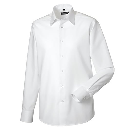 Russell Collection Mens Long Sleeve Easy Care Tailored Oxford Shirt (White) - Image 1