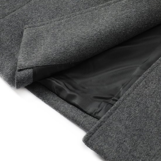 Knälång vinterullrock för män Slim Fit Turn-Down Collar Business Coats Grå - Image 6