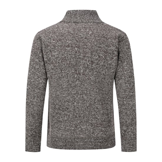 Men's Cardigan with Zip Cardigan Chunky Knit with Stand-Up Collar for Winter Brown