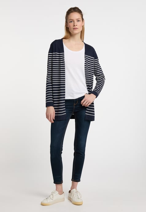 Dreimaster Cardigan women marine wool white - Image 4
