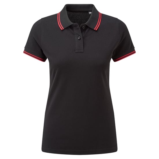 Asquith & Fox Womens/Ladies Classic Fit Tipped Polo (Black/Red)
