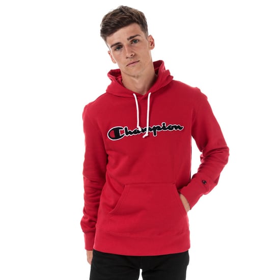 Men's Champion Large Logo Hoody in Red