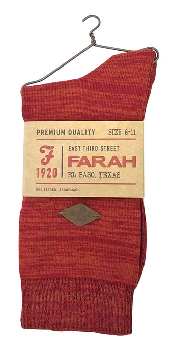 Farah - 2 Pairs Mens 1920 Bright Colour Luxury Cotton Thin Casual Crew Socks - FNS008RDAP - Image 2