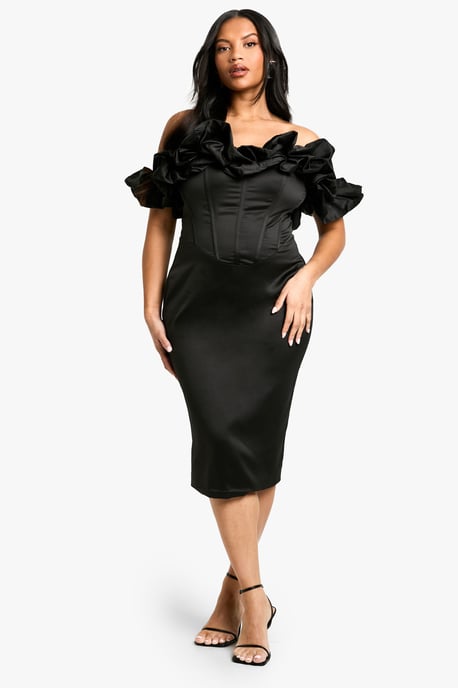 Plus Volume Off The Shoulder Midi Dress