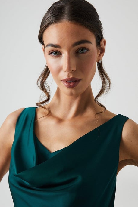 Cowl Neck A-line Satin Bridesmaids Dress - Image 4