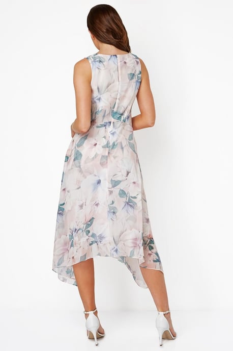 Floral Chiffon Frill Midi Dress