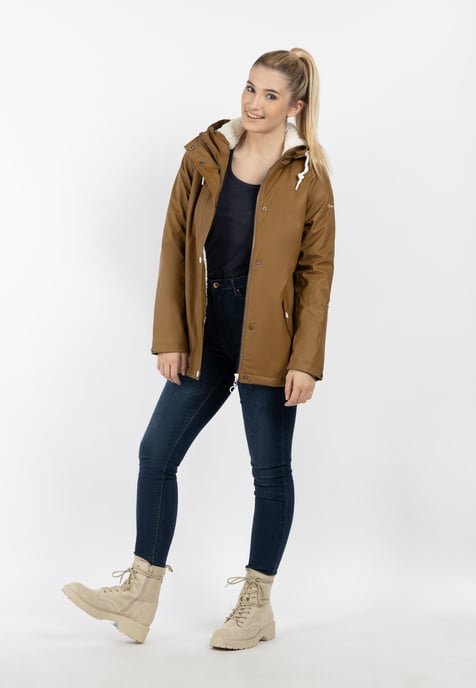 Dreimaster Regenjas met teddy voering Dames donker zand - Image 1