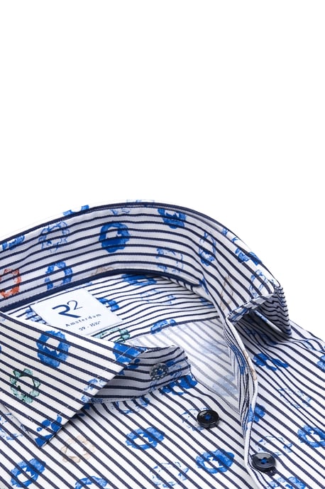 R2 Blue Patterned Shirt Blue Patterned