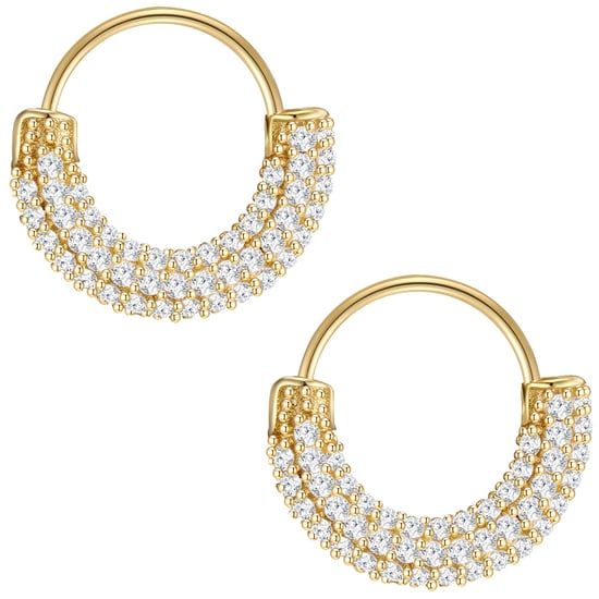 Hoop earring sterling silver yellow gold zirconia  white Glanzstücke München - Image 3