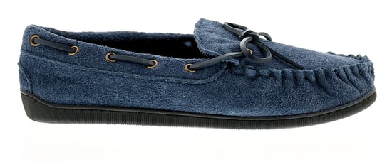 New Mens/Gents Navy Leather Suede Moccasin Slippers - Image 2