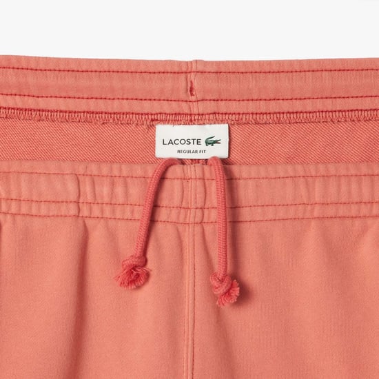Men's Lacoste Washed Effect Printed Fleece Shorts in Red