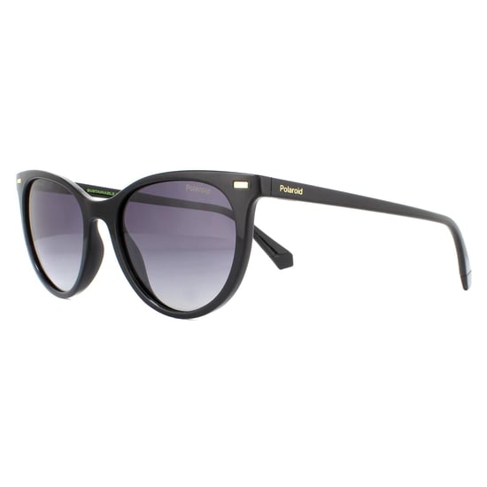 Polaroid Cat Eye Womens Black Grey Grey Gradient Polarized Sunglasses