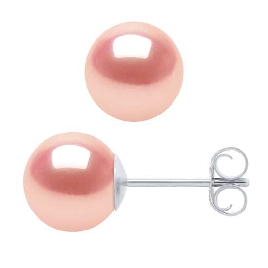 DIADEMA - Earrings - White Gold and Real Freshwater Pearls - Pink