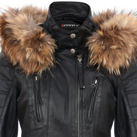 Womens Slim Fit Leather Hooded Parka Jacket-Northam
