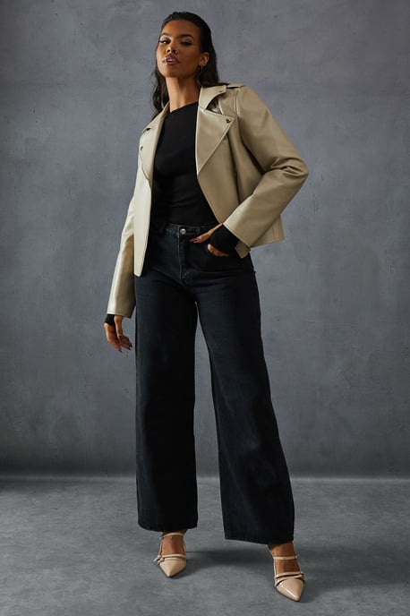 Leather Look Biker Jacket