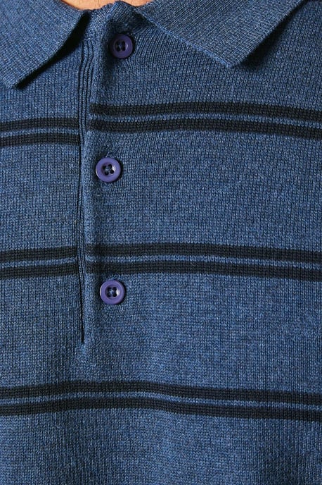 Stripe Long Sleeve Knitted Polo