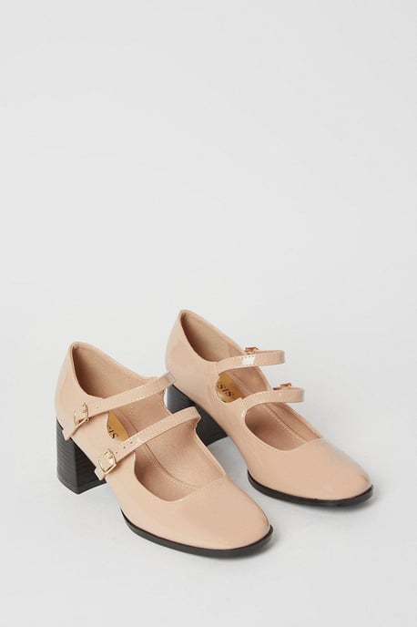 Valerie Square Toe Double Strap Mary Jane Court Shoes