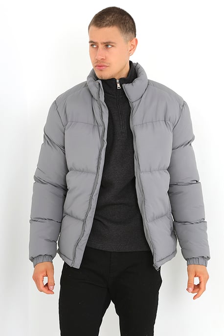 Grey 'Davis' Funnel Neck Padded Jacket