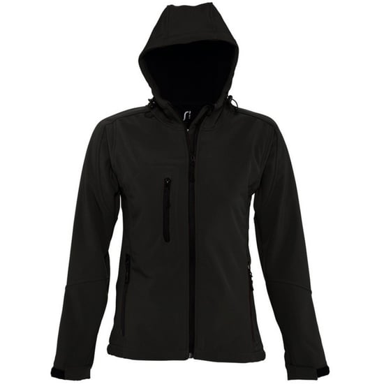 SOLS Dames/dames Replay Hooded Soft Shell Jacket (ademend, winddicht en waterbestendig) (Zwart) - Image 1