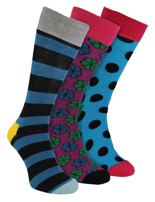 HS by Happy Socks - Mens 3 Pack Colourful Stripe Dress Socks - Wide Stripe - Image 1
