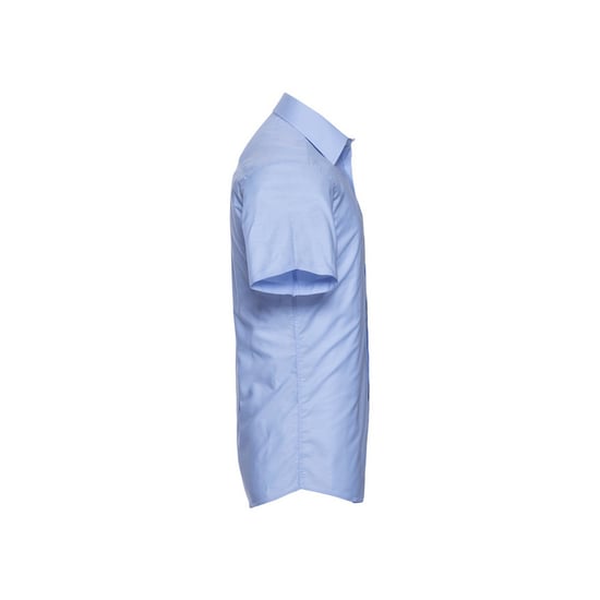 Russell Collection Mens Oxford Tailored Short-Sleeved Shirt (Oxford Blue) - Image 3
