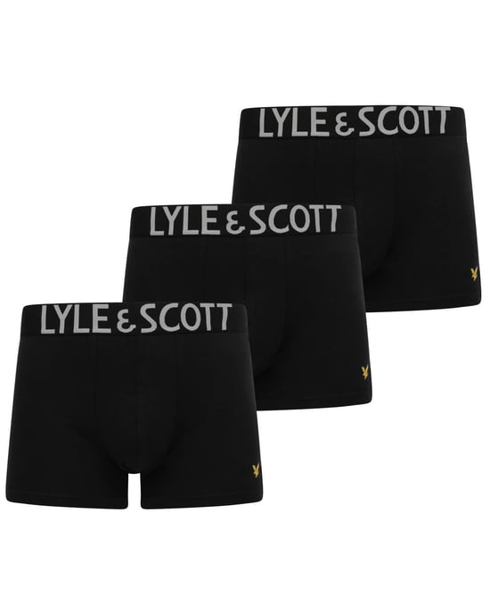 Lyle & Scott 3 Pack Satin Waistband Trunk in Black - Image 1