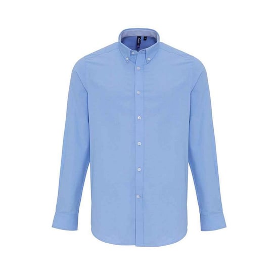 Premier Heren Gestreept Oxford Overhemd Met Lange Mouwen (Oxford Blauw) - Image 1