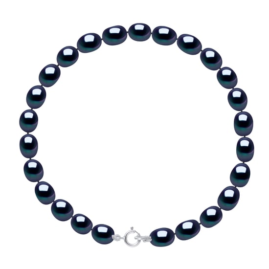 DIADEMA - Bracelet - Real Freshwater Pearls - Black - White Gold
