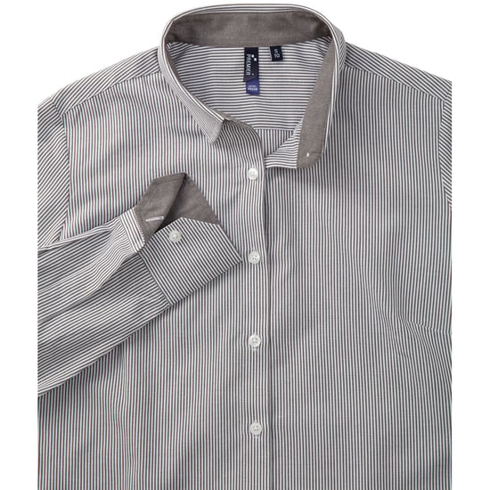 Premier Vrouwen/dames Katoen Rijke Oxford Stripe Blouse (Wit/Grijs) - Image 2